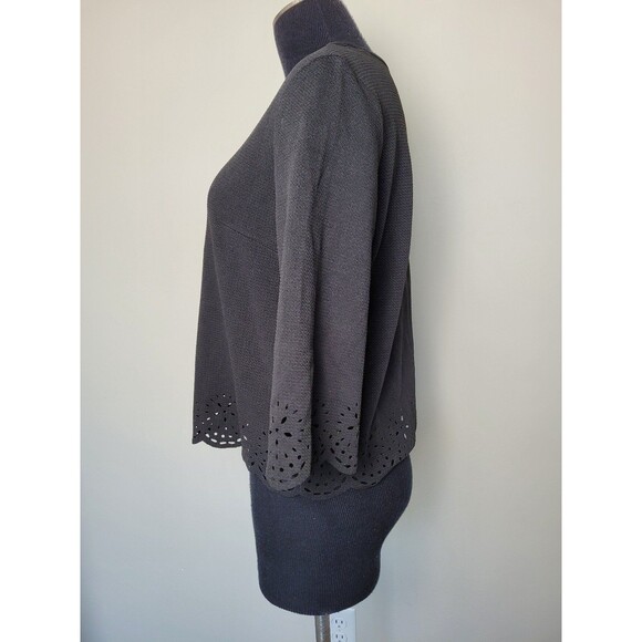 Black Eyelet Blouse Boxy Fit Oversized Black Formal Office Career Formal Medium - Picture 3 of 9